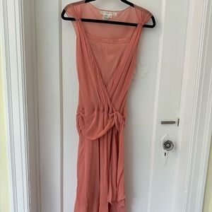 Studio M silk midi dress in poppy pink, size XS